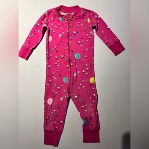 Hanna Andersson Pink Long-Sleeve Balloon & Floral One-Piece